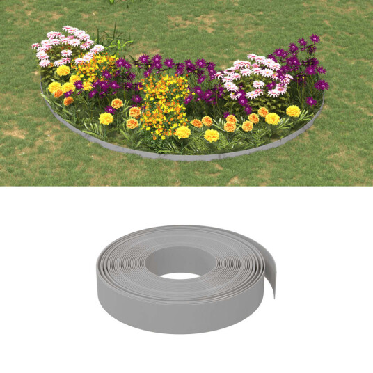 vidaXL Hagekanter 4 stk grå 10 m 10 cm polyetylen