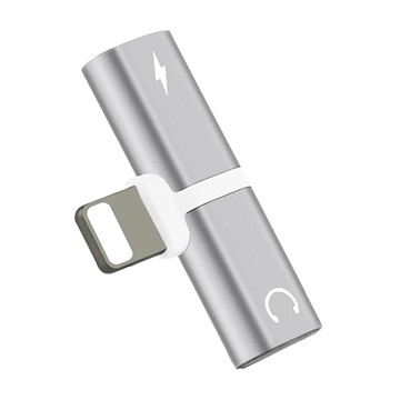 Mini T Shape 2 i 1 Lightning Adapter iPhone XS Max/XS/XR Sølv
