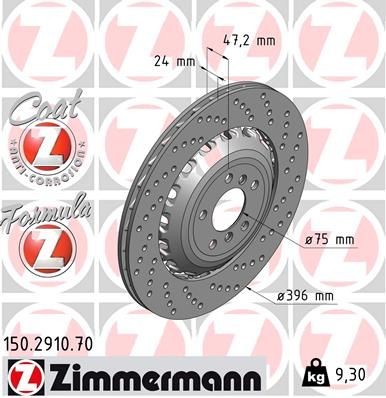 Bremseskive ZIMMERMANN 150.2910.70