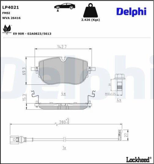Bremseklosser DELPHI LP4021 Bremseklosser DELPHI LP4021
