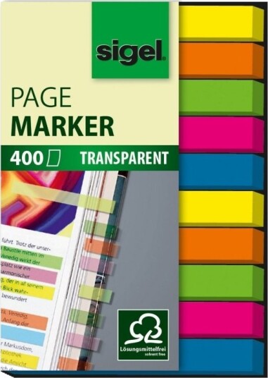 Sigel Pagemarker Sidemarkør 6 X 50 Mm 400 Ark Gjennomsiktig Grønn Gjennomsiktig Rosa Gjennomsiktig Blå Gjennomsiktig Gul Transparent Oransje
