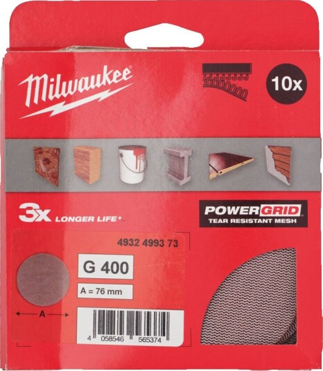 Milwaukee 76 mm Slipenett G400 10-pakning for Elektroverktøy Milwaukee 76 mm Slipenett G400 10-pakning for Elektroverktøy