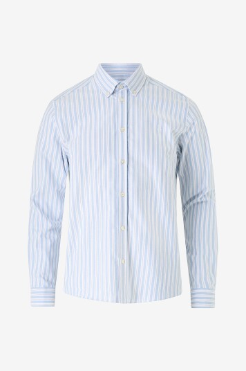 Les Deux Skjorte Konrad Striped Oxford Blå