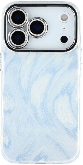 EIDERWOOD iPhone 17 Pro Hybrid Plast Deksel m. Innebygd Kameralinsebeskyttelse Penselstrøkmønster / Sølv
