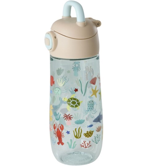 Rice Blue Ocean Print Plastic Kids Drinking Flaske 550 Ml