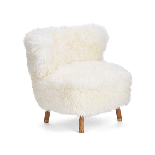 Natures Collection Emil Lounge Chair Langhåret Hvit Eik m. messing