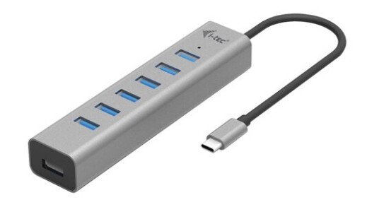 I-Tec - hub - 7 ports USB-hub - 7 porter - Grå