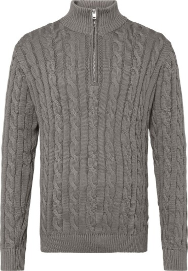 Lindbergh Cabel Zip Neck Knit STONE GREY XL