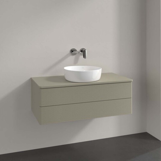 Villeroy & Boch Antao Servantskap med 2 skuffer 100x50x36 cm u/lys Steingrå Matt