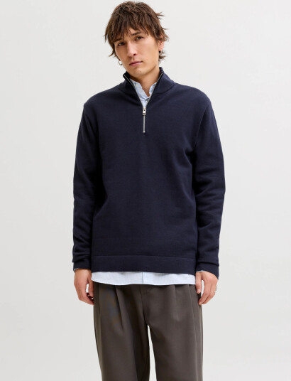 Jack & Jones Jprblamilano Spring Knit Half Zip   Navy   L