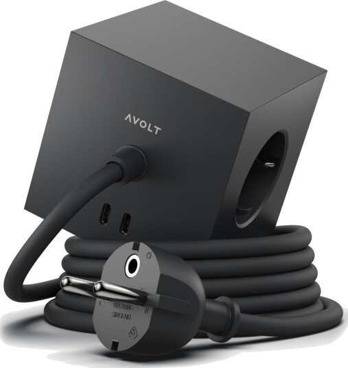 Avolt - Square 1 w/30W Dual USB-C & Magnet 1,8m Stockholm Black Avolt Avolt - Square 1 w/30W Dual USB-C & Magnet 1,8m Stockholm Black Avolt