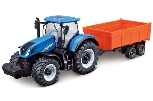 BURAGO - Tractor w/tipping trailer N.H T7.615 10cm blue 141511 BURAGO - Tractor w/tipping trailer N.H T7.615 10cm blue 141511