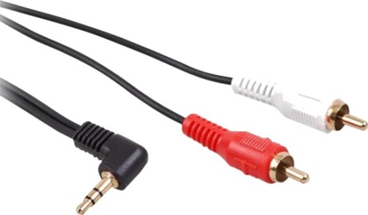 Maclean Mctv 824   Lydkabel   Kombinert Lyd   Mini Phone Stereo 3.5 Mm Hann Vinklet Til Rca Hann   1 M   Skjermet   Svart