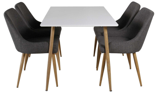 Venture Design Polar & Plaza spisegruppe Hvit/grå 4 st stoler & bord 120 x 75 cm