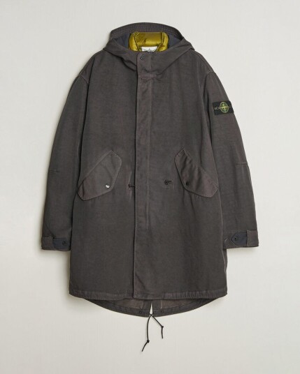 Stone Island Dense Oxford Nylon TC Fishtail Parka Lead Grey