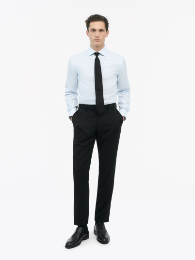 Tiger of Sweden Adley Structured Slim Fit Cut Away Shirt Light Blue
