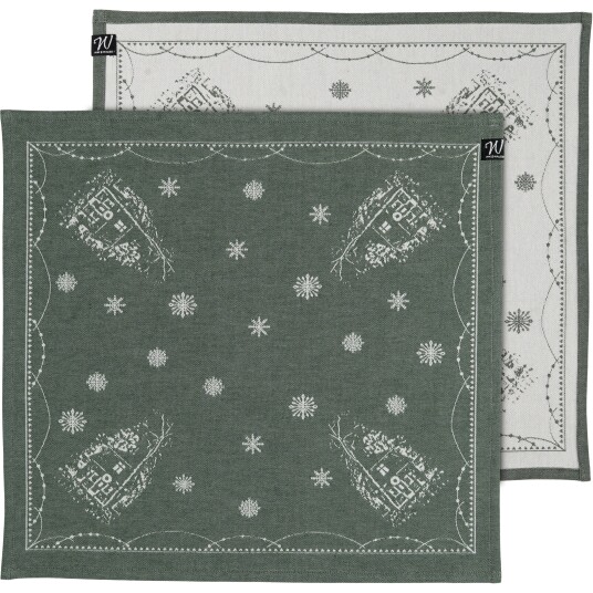 Wik & Walsøe Julemorgen Serviett 2 pk 45x45 cm Hvit / Grønn Wik & Walsøe Julemorgen Serviett 2 pk 45x45 cm Hvit / Grønn