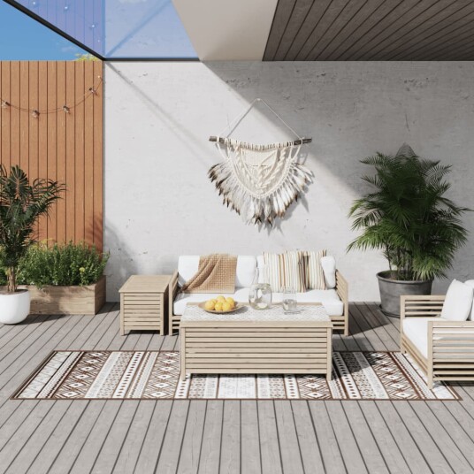 vidaXL Uteteppe brun og hvit 80x250 cm