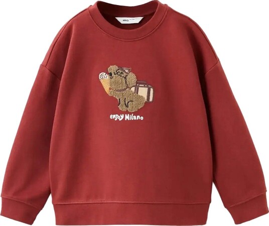 Mango Oversized Sweatshirt With Embossed Pattern   DARK RED   18 24M