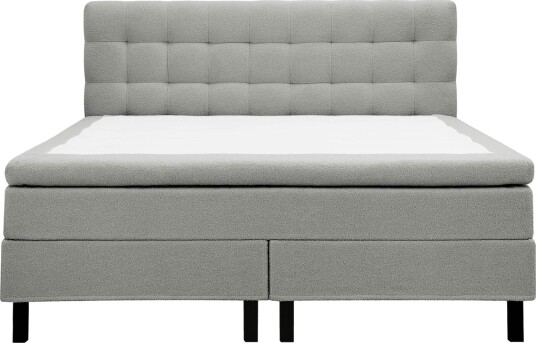 Hilton Komplett Sengpakke 180x200 cm Kontinentalseng med rutet sengegavl i teddy Grå