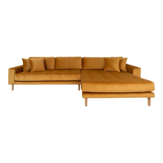 House Nordic Lido Lounge Sofa m, høyrevendt sjeselong - Sennepsgul Velour 1628235-01-0 1690003-01-0