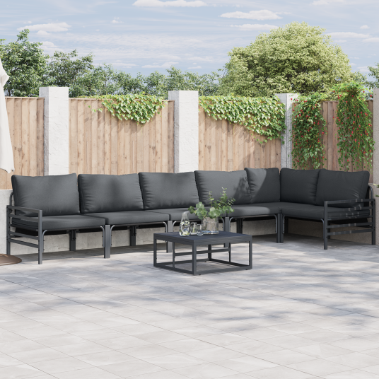 Hagesofa Set 6 pcs Antrasitt Stål Hagesofa Set 6 pcs Antrasitt Stål