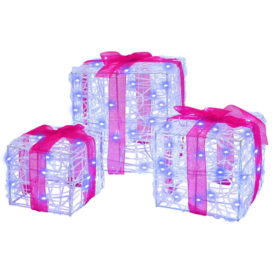  Gaveeske med 60 LED 3 pcs Blå 20 x 20 x 20 cm Akryl