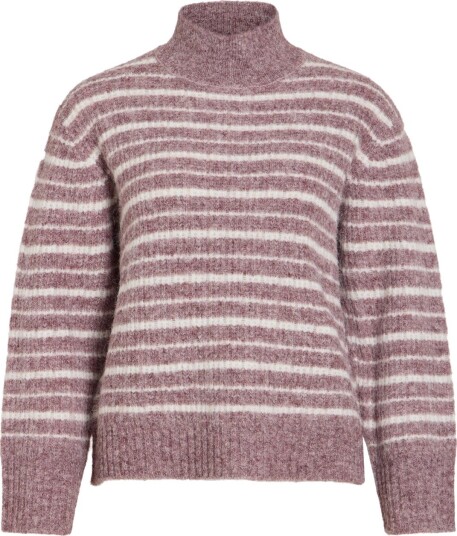 Vila Meja Highneck Long Sleeve Stripe Knit Top Hvit XS