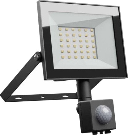 Spectrum 30W lyskaster med sensor IP44 sort arbeidslampe PIR sensor Dimbar : Ikke dimbar Kulør : Kald