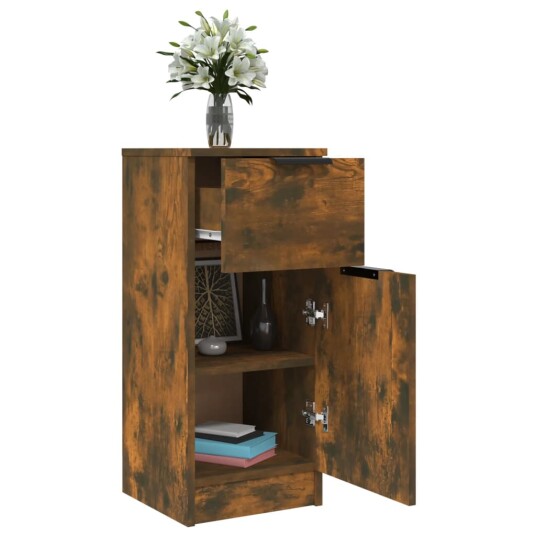vidaXL Skjenk røkt eik 30x30x70 cm konstruert tre