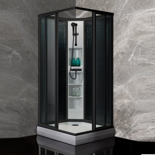 Sanipro Classic Black Dusjkabinett 90x90 - Svart Matt - firkantet