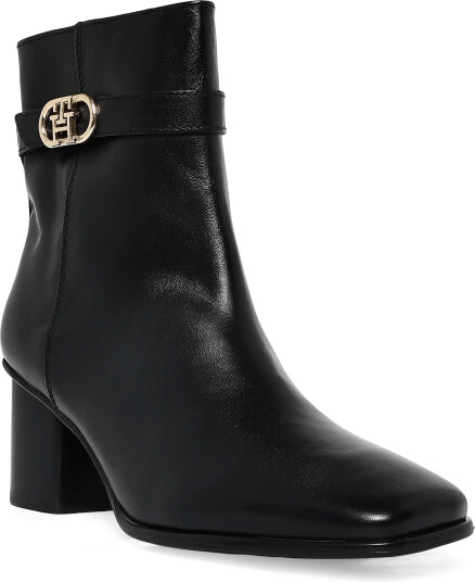 Tommy Hilfiger Th Strap Leather Block Heel Boot Black 37