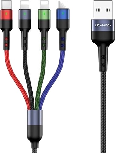 Usb-Kabel Usams Usb-A Til Usb-C + Microusb + 2X Lightning 0,35 M Svart 63754-Uniw Usb-Kabel Usams Usb-A Til Usb-C + Microusb + 2X Lightning 0,35 M Svart 63754-Uniw