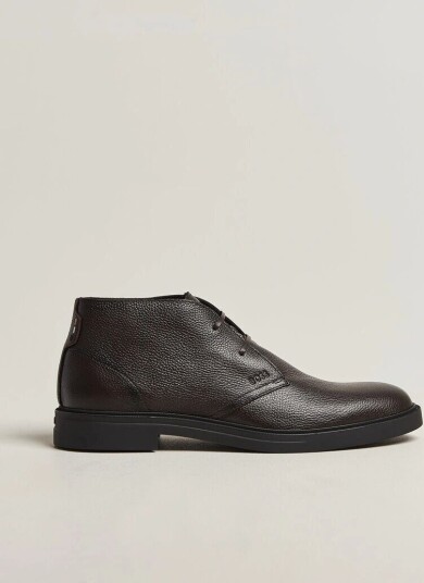 Boss BLACK Calev Grained Leather Chukka Boot Dark Brown