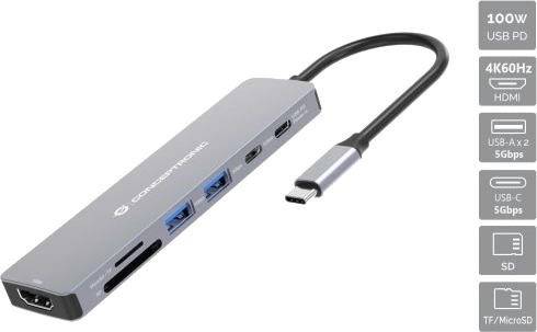 Conceptronic 7 I 1 Dock Usb C ? Hdmi/Usb C/2Xusb A 25 Cm Conceptronic 7 I 1 Dock Usb C ? Hdmi/Usb C/2Xusb A 25 Cm
