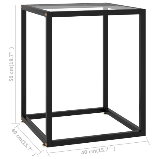 vidaXL Salongbord svart med herdet glass 40x40x50 cm