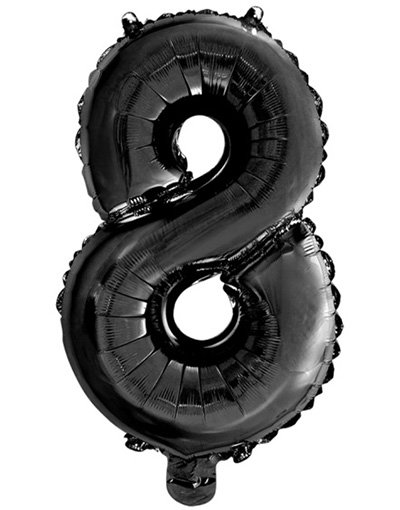 Tallet 8 Svart 41 cm Liten Folieballong