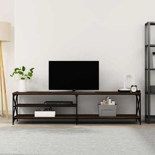 vidaXL TV-benk brun eik 200x40x50 cm konstruert tre og metall