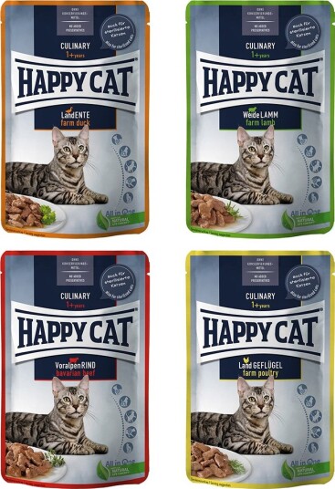Happy Cat Våtfôr Pouch Meat In Sauce Blanding Ii 24 X 85 G