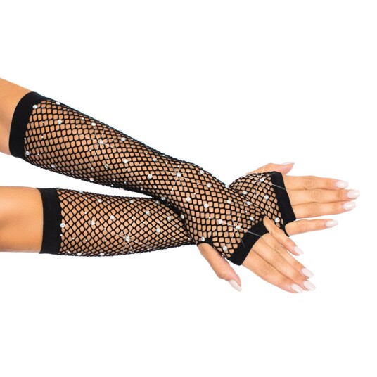 Leg Avenue Europe Håndleddsvarmere med Strass Krystall Svart - One size Leg Avenue Europe Håndleddsvarmere med Strass Krystall Svart - One size