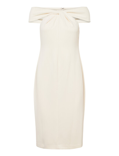 Lauren Ralph Lauren Twist Front Crepe Cocktail Dress Cream 44 Lauren Ralph Lauren Twist Front Crepe Cocktail Dress Cream 44