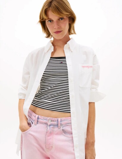 Tommy Jeans Tjw Ovs Poplin Shirt   White   XS