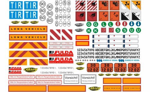 Carson 907086 1:14 Decal sheet truck warning symbols