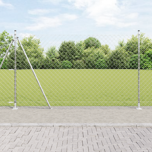 Kjedelinkgjerde med 7 flensede stenger 1.6x10 m Galvanisert stål