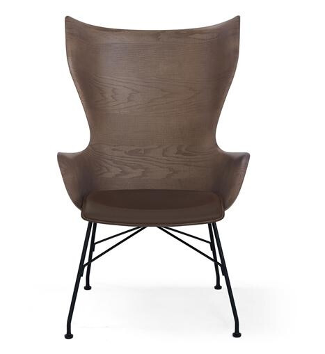 Kartell Kartell K/Wood Lenestol Sort/mørk Ask med Skinnsete Kartell Kartell K/Wood Lenestol Sort/mørk Ask med Skinnsete