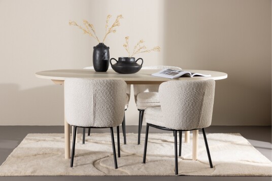 Venture Home Andy Spisegruppe 180 cm Oval med 4 Agnes stoler Whitewash/Hvid