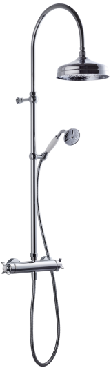 Tapwell XCOL7269 Takdusj Classic - Med trykk- og termostatstyrt dusjbatteri med omkaster for hånddusj-Krom