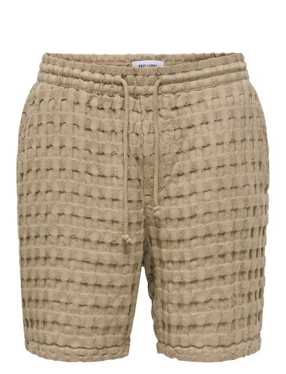 ONLY & SONS Onstel Braddock Waffle Shorts - Brown - XS