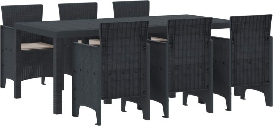 7 Stykker Hage Spisegruppe med Puter Anthracite Polyrotting