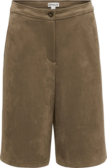 ONLY Onlstina Faux Suede Bermuda Shorts Pnt   Brown   L